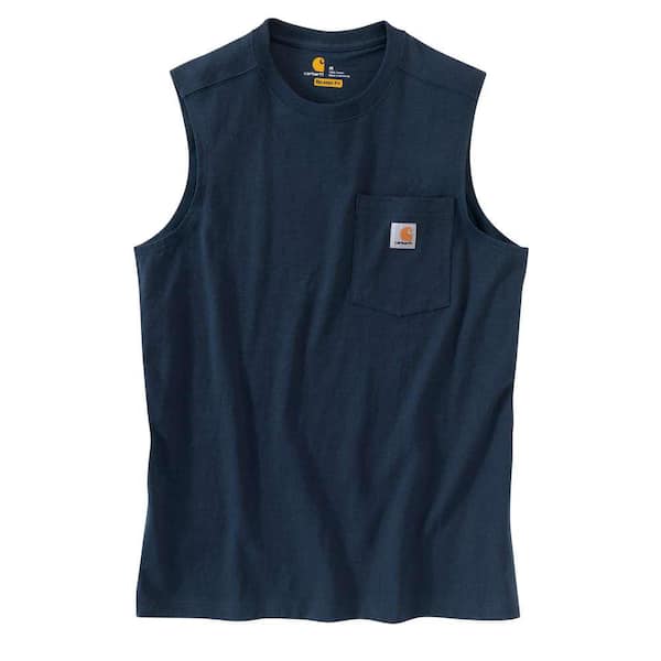 Carhartt Men's Regular Medium Navy Cotton Sleeveless T-Shirt
