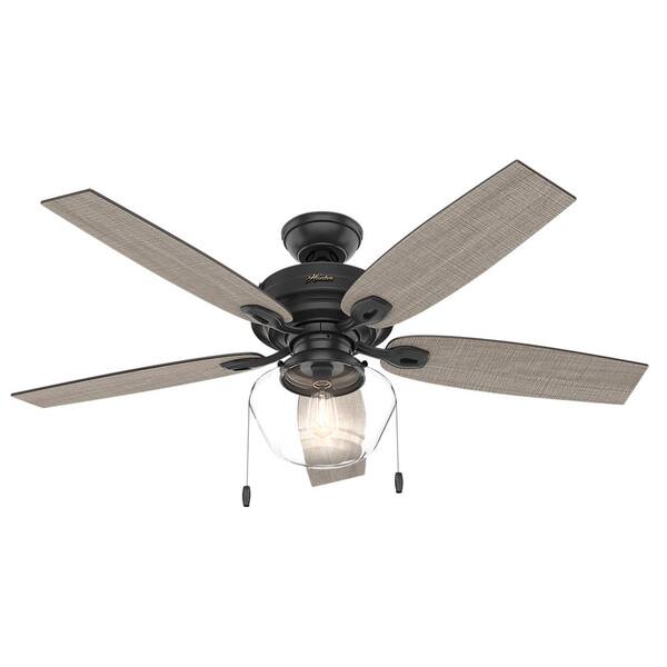 Hunter Crown Canyon 52 in. LED Indoor/Outdoor Matte Black Ceiling Fan with Light Kit