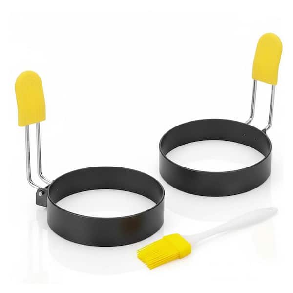 Egg Saute Pan 2.9 in. 2-Egg Stainless Steel Induction Compatible Nonstick Kitchen Pan with Silicone Handle