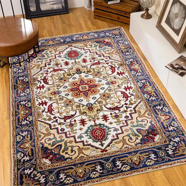 Kahomvis Area Rug 5x7 Vintage Bohemia Large Persian Non-slip Washable Rug