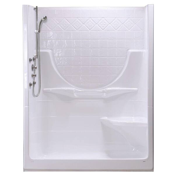MAAX Montego II 33-1/4 in. x 59-1/4 in. x 74-1/2 in. Shower Stall with Right Seat in White
