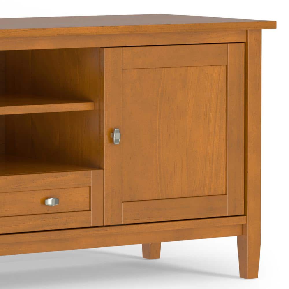 Light Golden Brown Solid Wood 60" TV Media Stand with Cabinets