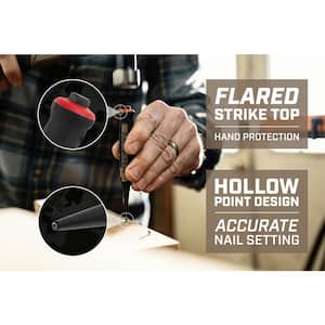Nail Set Punch 3-Piece Kit Includes 1/32 in., 1/16 in., 3/32 in., Shock-Absorbing Grip, High-Carbon Steel