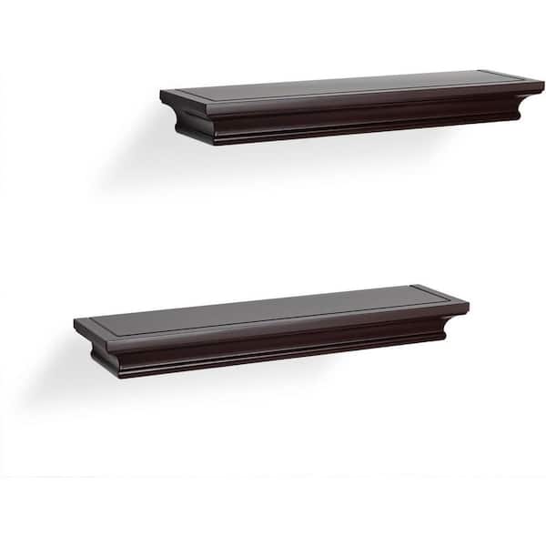 Unbranded 15.75 in. W x 4 in. D Espresso Floating Shelves Decorative Wall Shelf, Set of 2