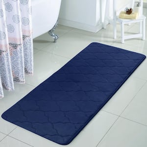 Amadora 24 in. x 60 in. Navy Quatrefoil Polyester Rectangle Bath Runner