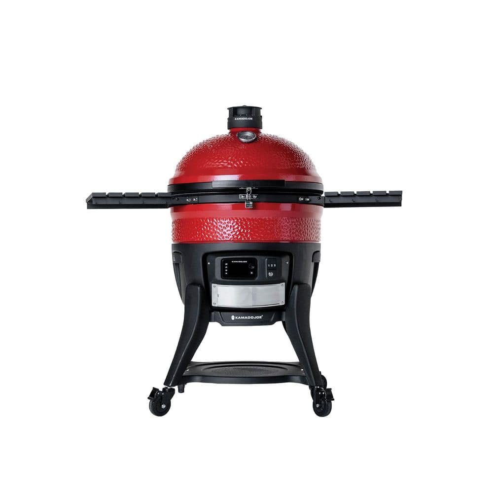 Konnected Big Joe 24 in. Digital Charcoal Grill and Smoker in Red with Auto-Ignition and Wi-Fi Temperature Control