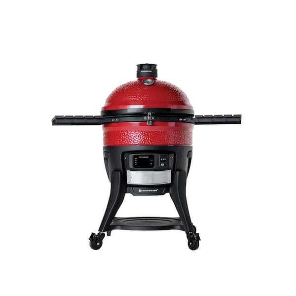 Konnected Big Joe 24 in. Digital Charcoal Grill and Smoker in Red with Auto-Ignition and Wi-Fi Temperature Control