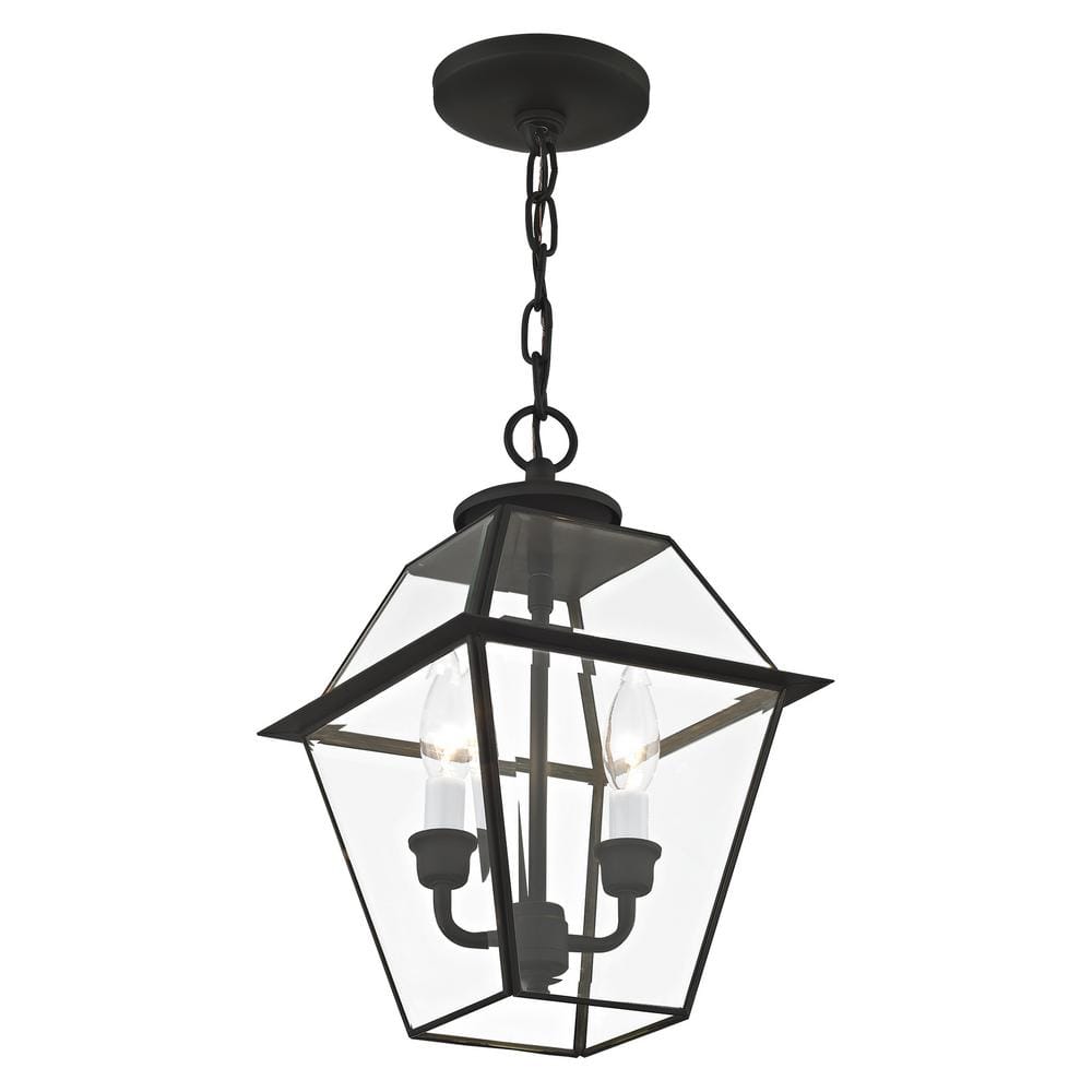 Westover Black Brass and Glass Outdoor Pendant Lantern
