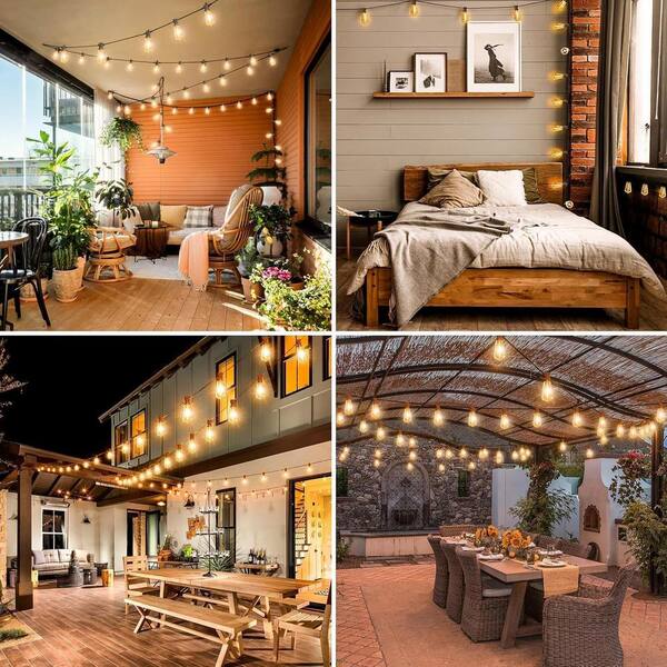 WYZM 25 Light 50 ft. Outdoor Plug in ST38 Bulb 2700K LED String Light E12 D The Home Depot