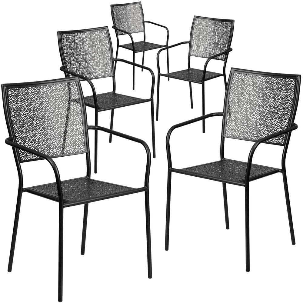 Stackable Metal Outdoor Dining Chair in Black (Set of 5) price history on PriceWatchPro