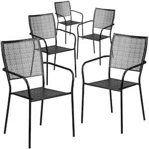 Stackable Metal Outdoor Dining Chair in Black (Set of 5)
