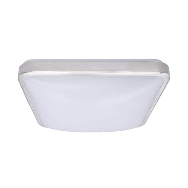 Lecoht 14 in. Brushed Nickel Dimmable LED Square Flush Mount Ceiling Light 4000K