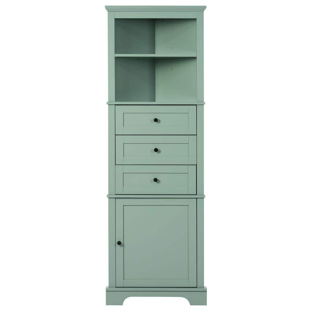 23 in. W x 13.4 in. D x 68.9 in. H Green Linen Cabinet with 3-Drawers ...