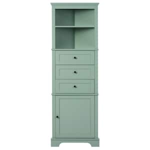 23 in. W x 13.4 in. D x 68.9 in. H Green Linen Cabinet with 3-Drawers and Adjustable Shelves for Bathroom, Kitchen
