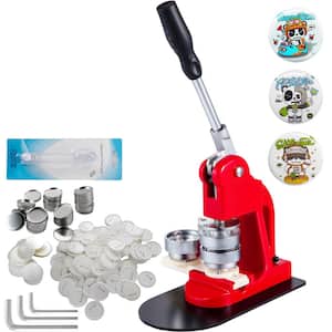 2-1/4 in. Red Button Maker Machine 58 mm Badge Maker Machine with 1000-Pieces Button Parts and Circle Cutter