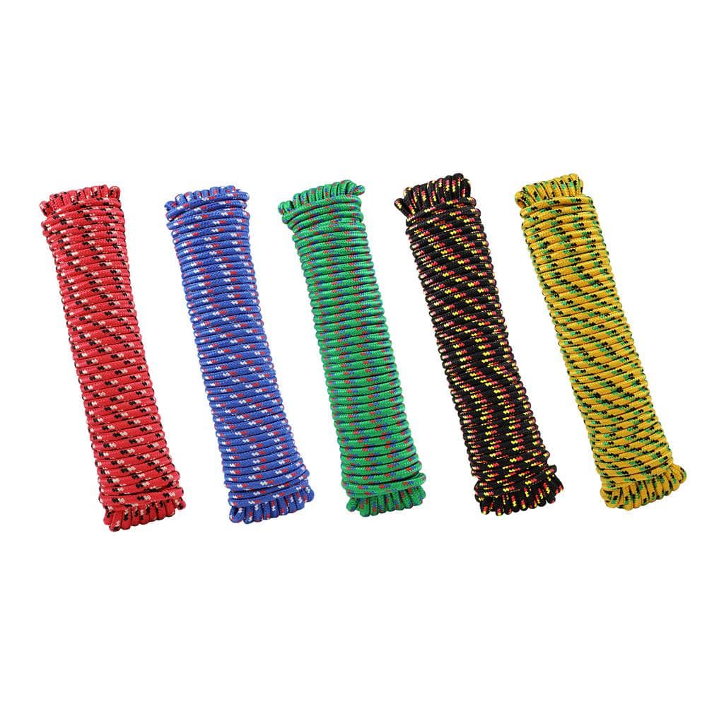 3/8 Inch x 100 Ft Diamond Braided Rope for Knot Tying Practice, Camping,  Boats, Trailer Tie Down (Polyester)