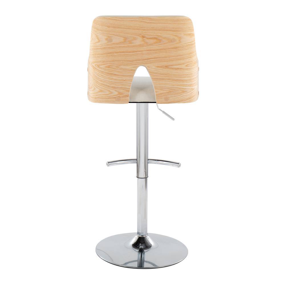 Stella Adjustable Cream Fabric and Chrome Swivel Barstool Set