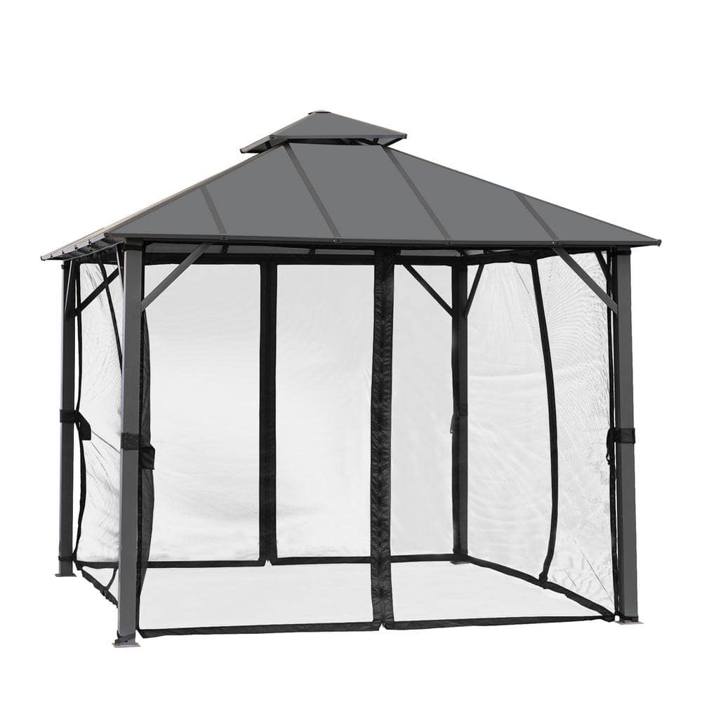 10 ft. x 10 ft. Outdoor Hardtop Insulated Aluminum Frame Patio Gazebo with Double Roof and Netting price history on PriceWatchPro
