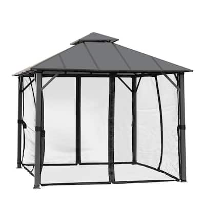 12 ft. x 10 ft. Outdoor Hardtop Insulated Aluminum Frame Patio Gazebo Double Roof with Netting