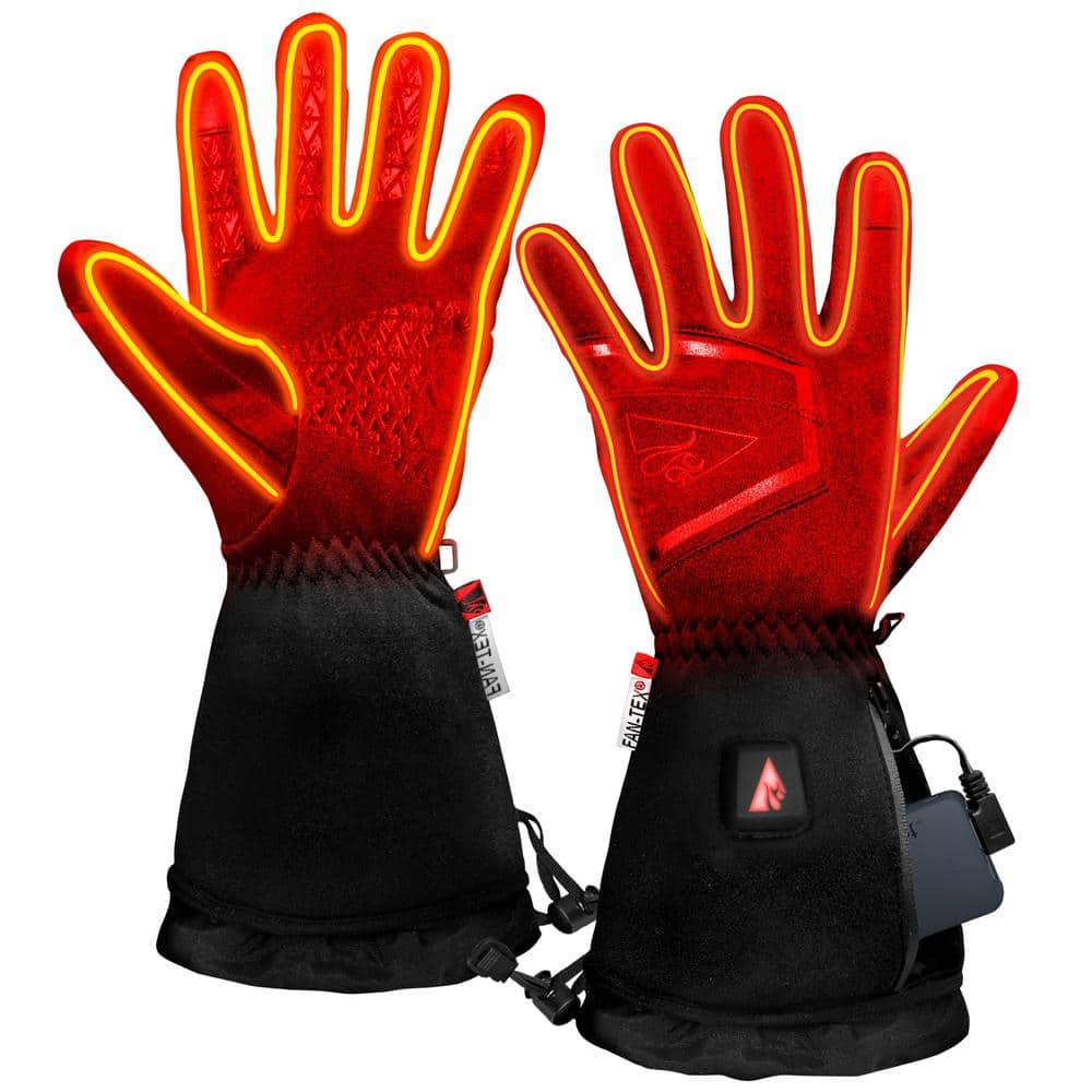 Touch-Control Premium Electric Gloves w/ 3-Heat Settings Rechargeable Electric Gloves Extended Gauntlet ActionHeat Battery Heated Gloves for Men 