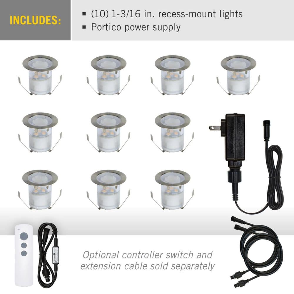 Portico 10-Pack White Stainless Steel Outdoor Recessed LED Light Kit