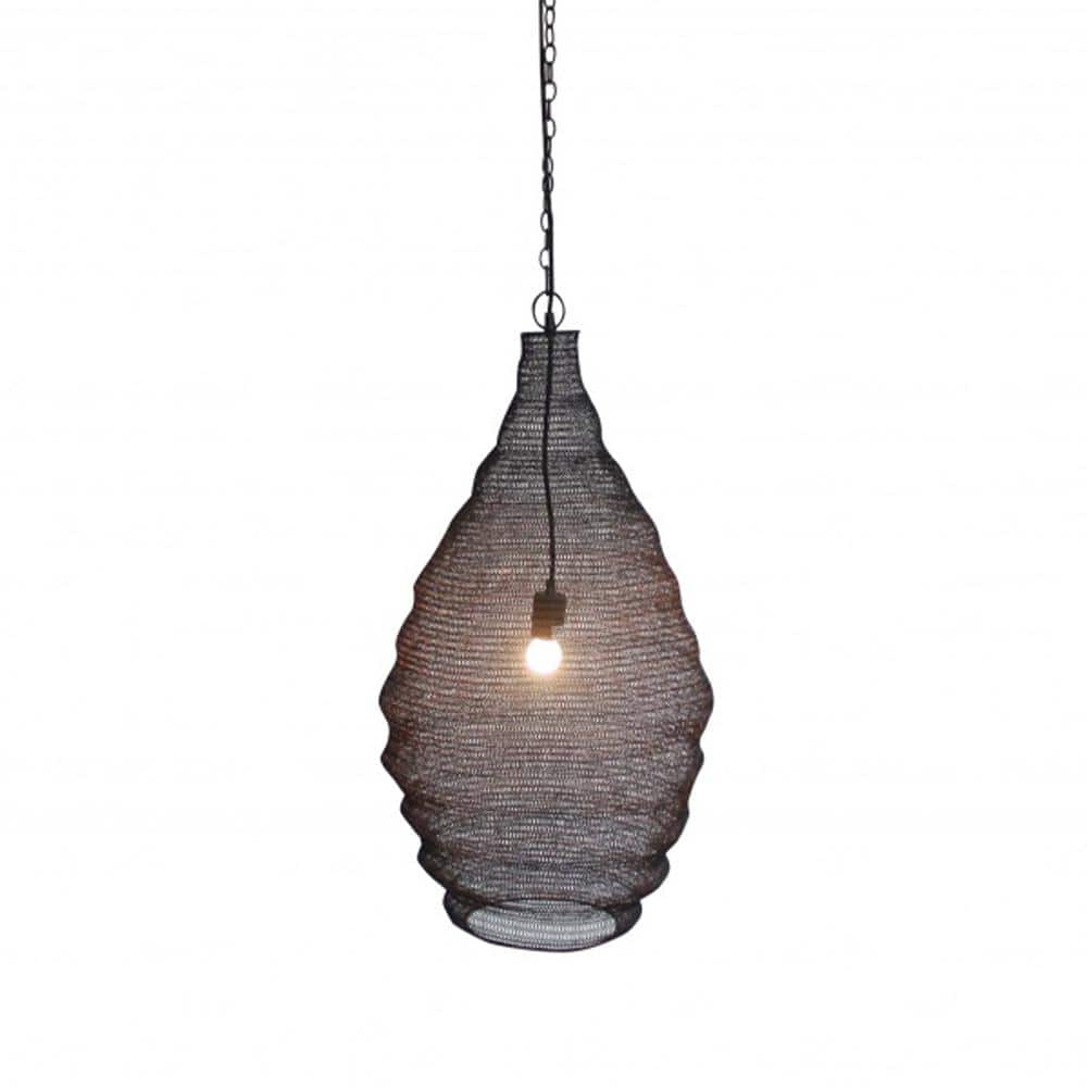 Razzy 60-Watt 1 Gold Cone Mini Pendant Light with Woven Metal Shade and Inc