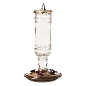 Clear Antique Bottle Decorative Glass Hummingbird Feeder - 10 oz. Capacity