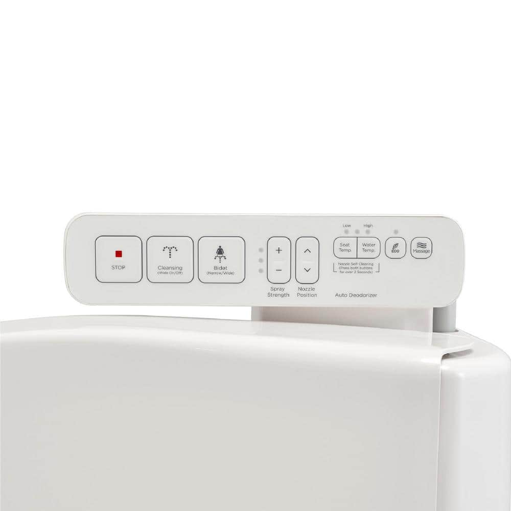 White Elongated Bidet Toilet Seat with Side Panel