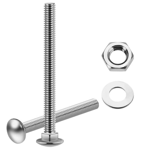 3/8 in.-16 x 4 in. Stainless Steel Carriage Bolts with Nuts and Washers (5-Pack)