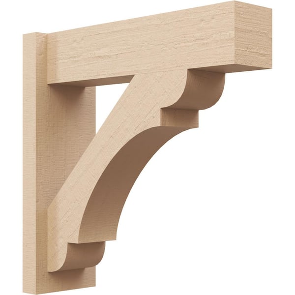 Ekena Millwork 6 in. x 34 in. x 26 in. Olympic Block Rough Cedar Woodgrain Timberthane Polyurethane Outlooker, Primed Tan