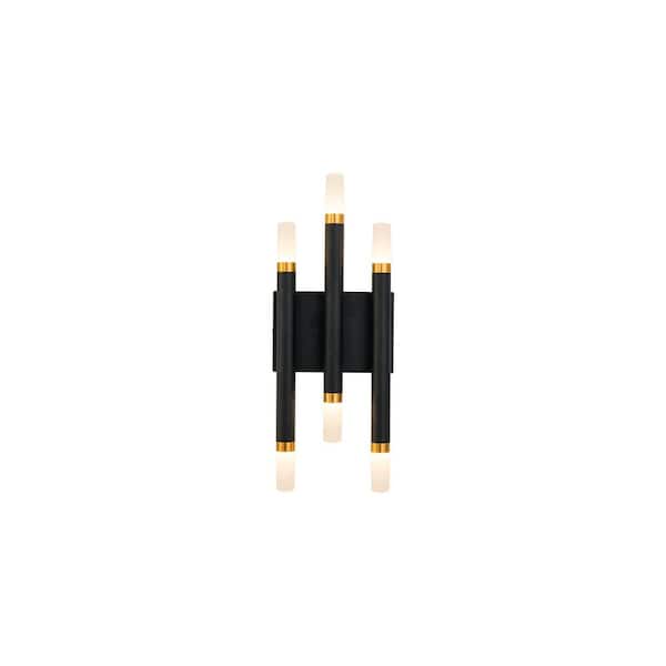 KUZCO Draven 7 in. 1-Light 23-Watt Black Integrated LED Wall Sconce