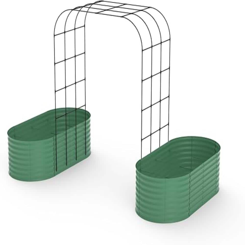 "2-Pack Galvanized Raised Garden Beds with Arch Trellis, 79""x24""x18"" Planter Box with Climbing Support for Tomatoes-Beige" price history on PriceWatchPro