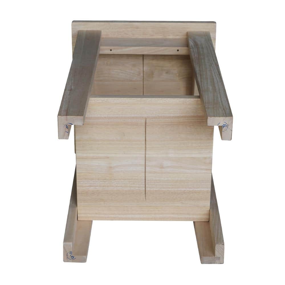 Unfinished Solid Parawood Shaker Plant Stand with Shelf