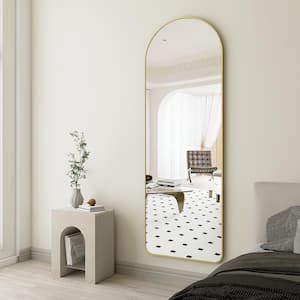 20 in. W x 64 in. H Arched Gold Modern Aluminum Alloy Framed Rounded Full Length Mirror Floor Mirror