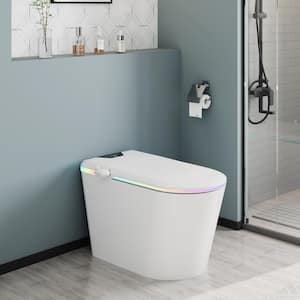 1-Piece 1.0/1.28 GPF Dual Flushing Elongated Smart Toilet Bidet in White with Manual Open/Close, Heated Seat, Warm Dryer