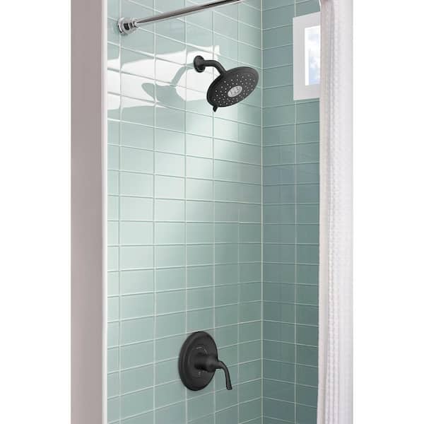 Spectra 4-Spray Patterns with 1.8 GPM 7 in. Wall Mount Fixed Shower Head in Matte Black