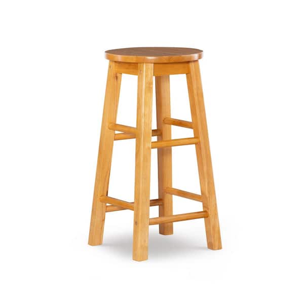 Linon Home Decor 24 In Round Wood Bar, 24 Inch Oak Bar Stools With Back Support