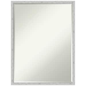 Imprint Silver 19 in. x 25 in. Petite Bevel Modern Rectangle Wood Framed Wall Mirror in Silver