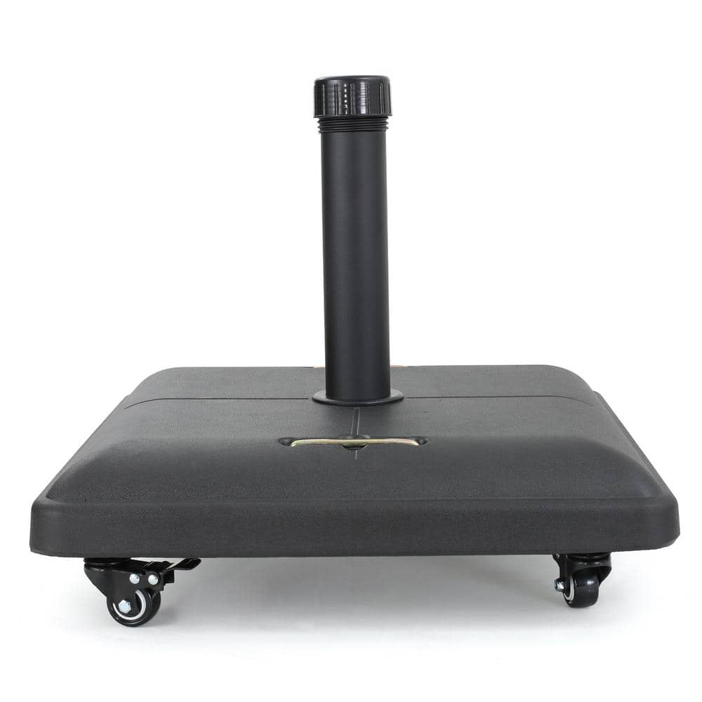 84 lbs. Concrete Square Patio Umbrella Base with wheels in Black