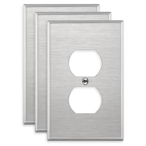 1-Gang Midsize Stainless Steel Metal Duplex Wall Plate (3-Pack)