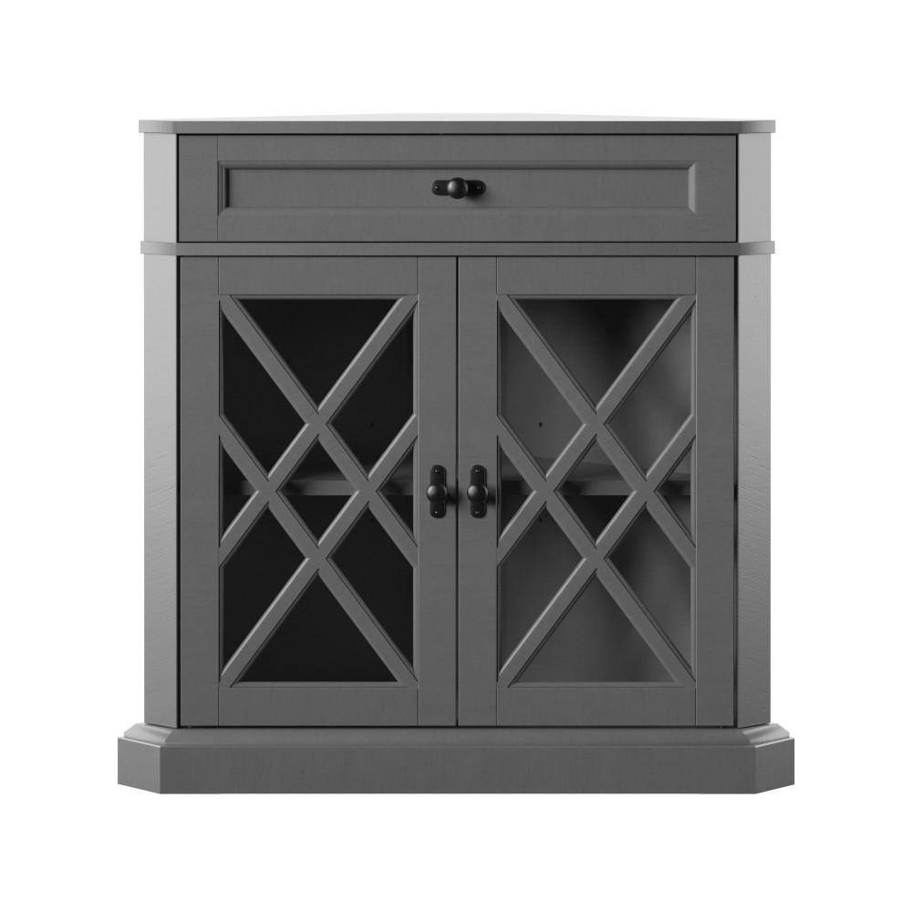 Twin Star Home Gray Corner Accent with Adjustable Shelf AC7349
