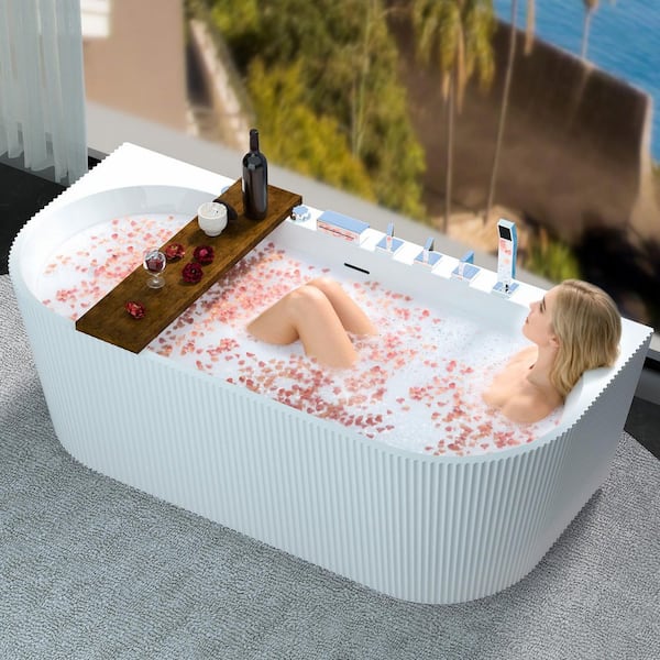 YULIKA 67 in. x 31.5 in. Freestanding Whirlpool Soaking Bathtub