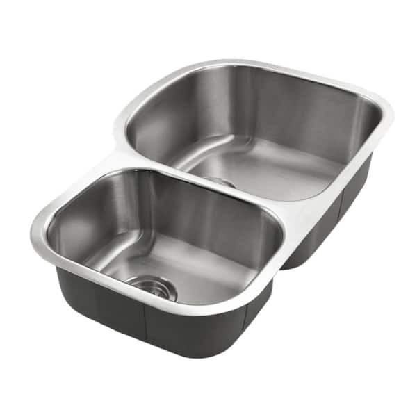 Houzer Eston 32 in. Stainless Steel Undermount 70/30 Double Small Left Bowl Kitchen Sink - STC-2200SL-1