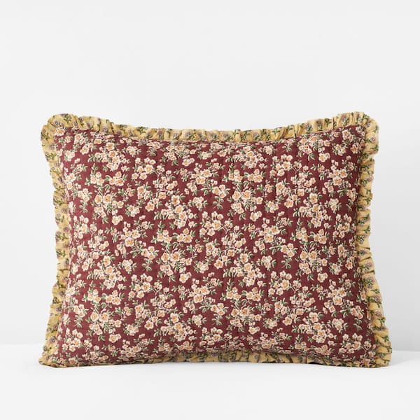 Company Cotton Suhana Reversible Ruffle Quilted Brick Cotton King Sham