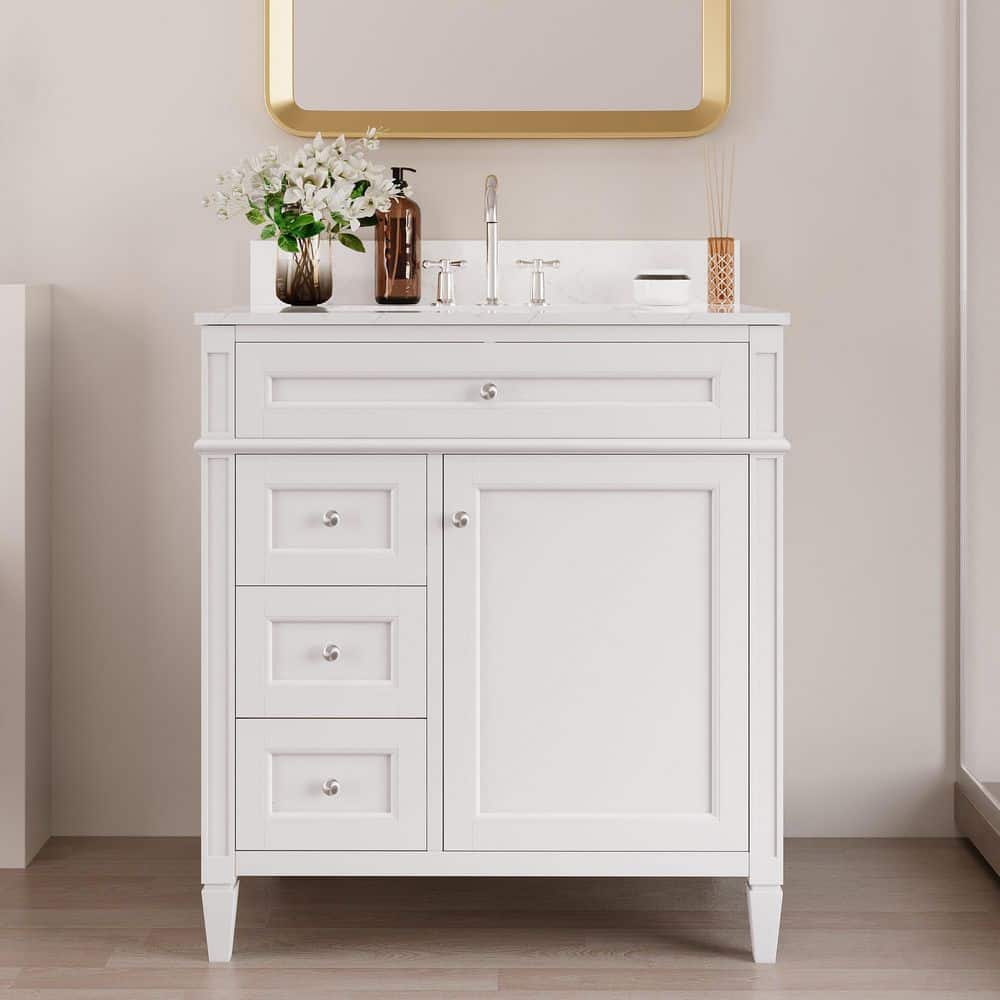 DEERVALLEY 30 in. Single Sink Freestanding White Bath Vanity with