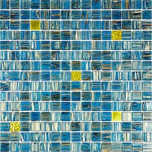 Mingles 12 in. x 12 in. Glossy Blue and Yellow Glass Mosaic Wall and Floor Tile (20 sq. ft./case) (20-pack)