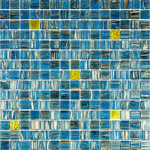 Apollo Tile Mingles 4" x 6" Glossy Blue & Yellow Glass Mosaic Uniform square Wall & Floor Sample Tile 0.13 sq. ft./Piece (1-Pack)