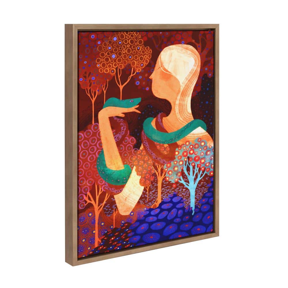 Eden Garden Serpent Print on Canvas with Gold Frame