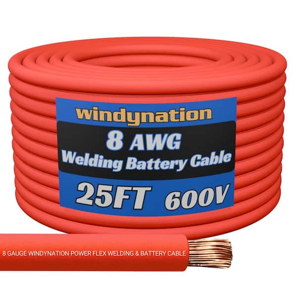 WindyNation 8-Gauge 25 ft. Red Welding Cable