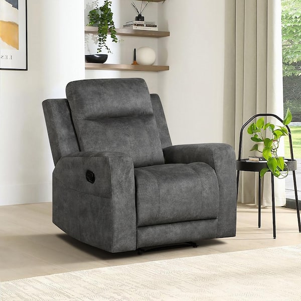 Lazzara Clemencia Brownish Gray Microfiber Manual Recliner 9635DG